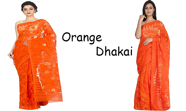 Orange Dakai Saree