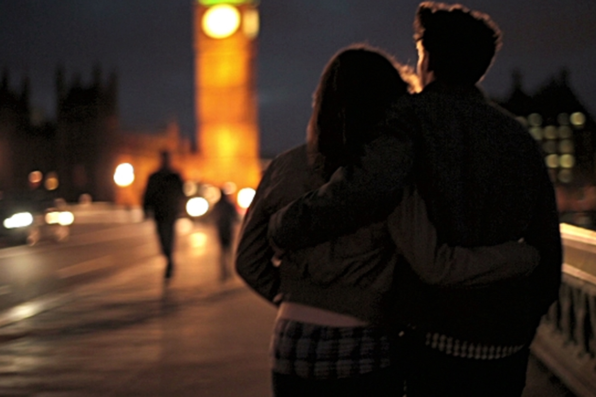 couple walking at the night