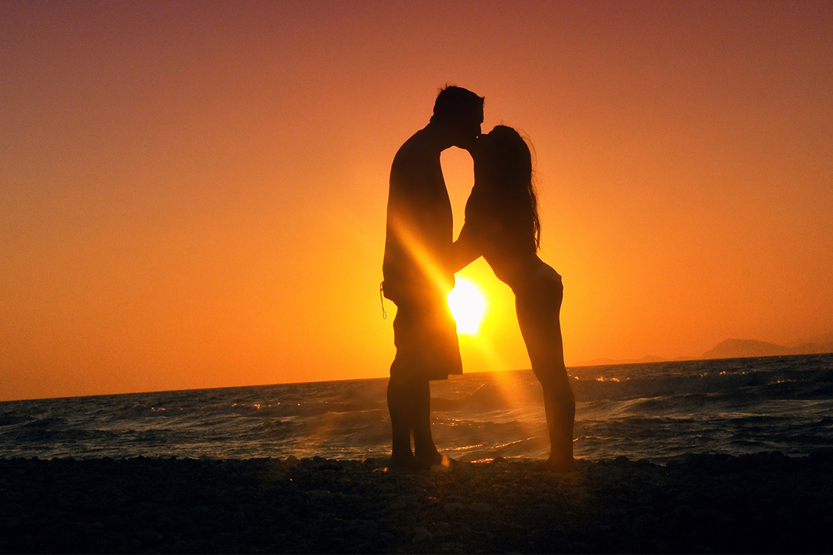 couple enjoys sunset