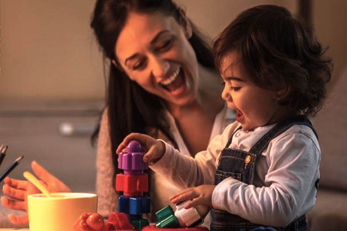 Mommy And Son Playing