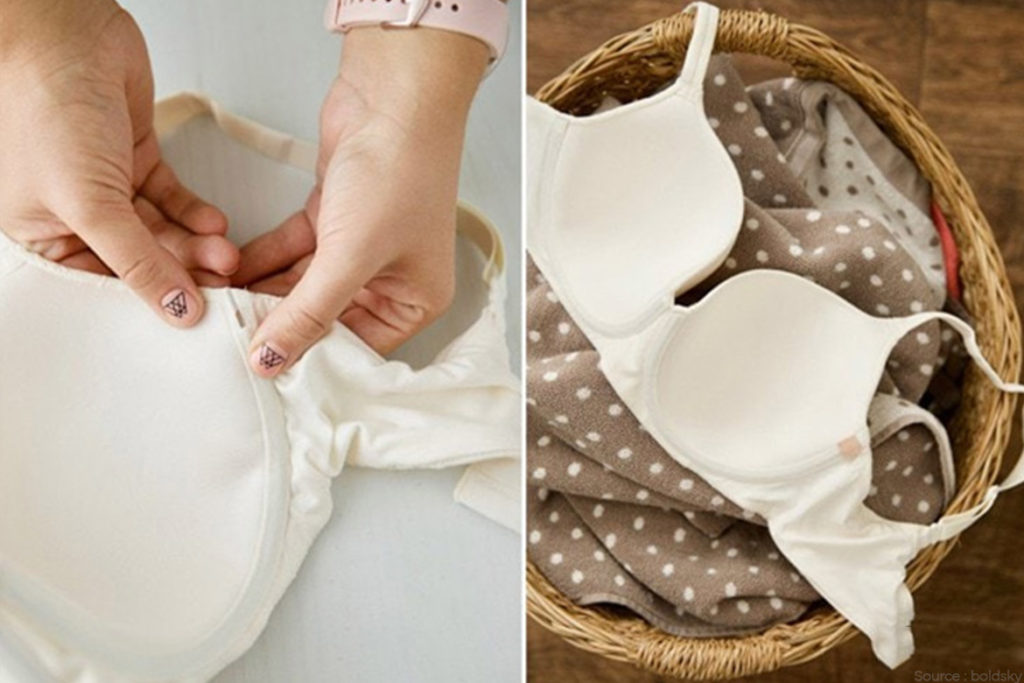 Sew the edges of the bra with glue