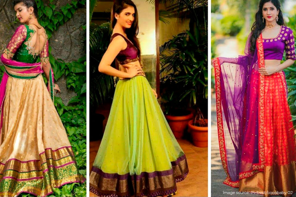 DIY ideas for turning old saree into lehenga in an easy way.
